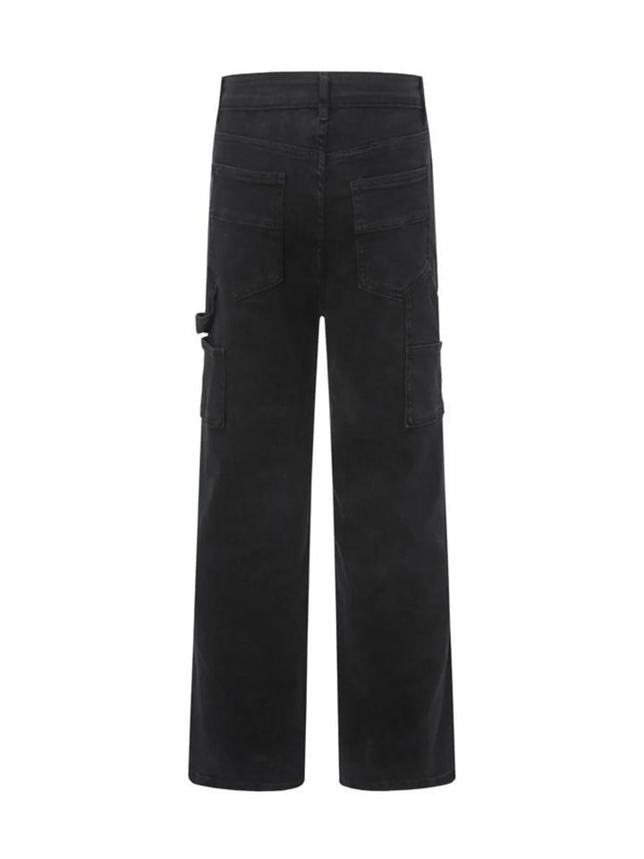 Men's High Waist Straight Leg Cargo Jeans