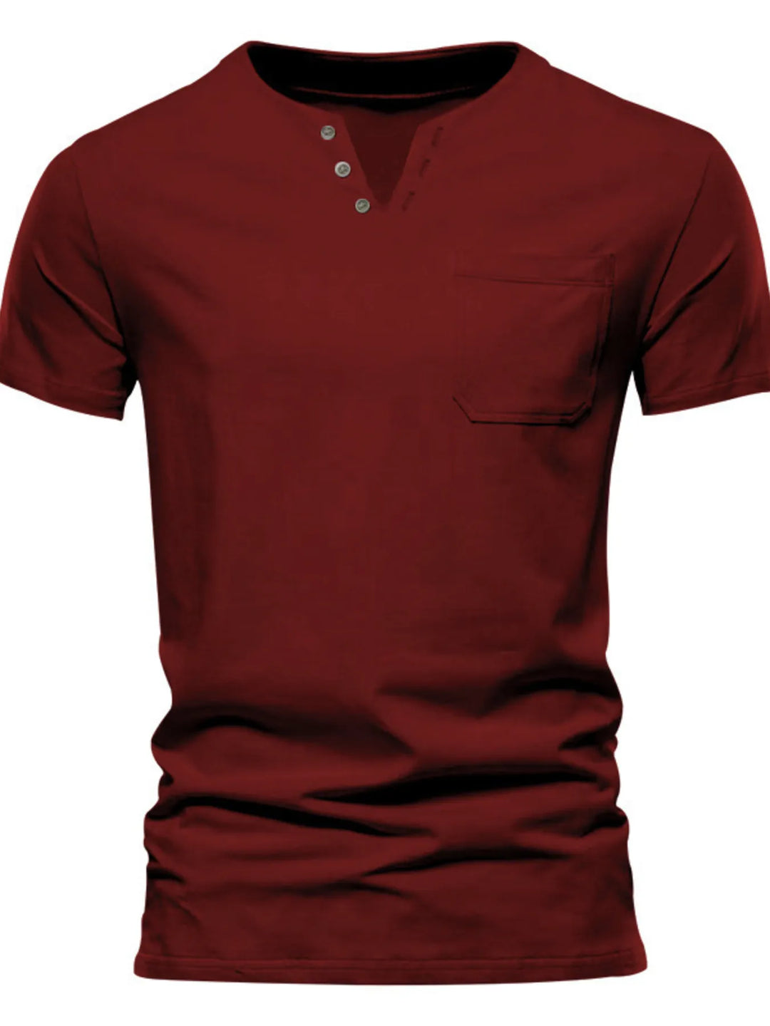 Men's Full Size Notched Henley T-Shirt with Chest Pocket Plus Size
