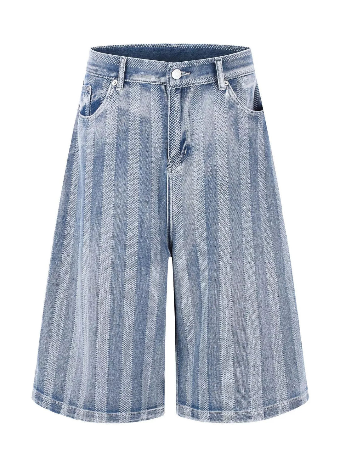 Men's Stripe Wide Leg Denim Capris