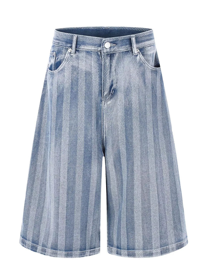 Men's Stripe Wide Leg Denim Capris