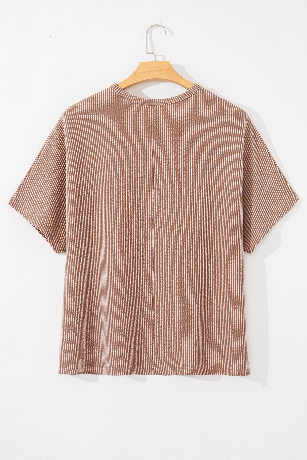 T-shirt ras du cou rayé gris fumé à rayures et côtes, grande taille