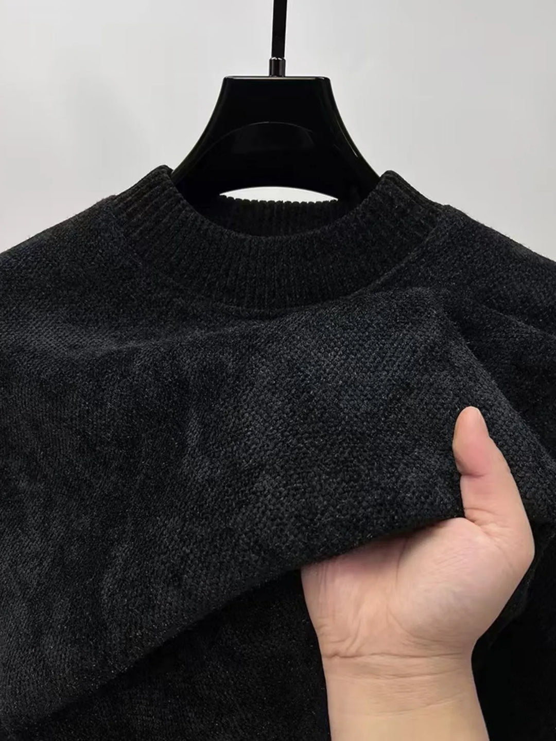 Men's Plus Size Ribbed Hem Long Sleeve Sweater