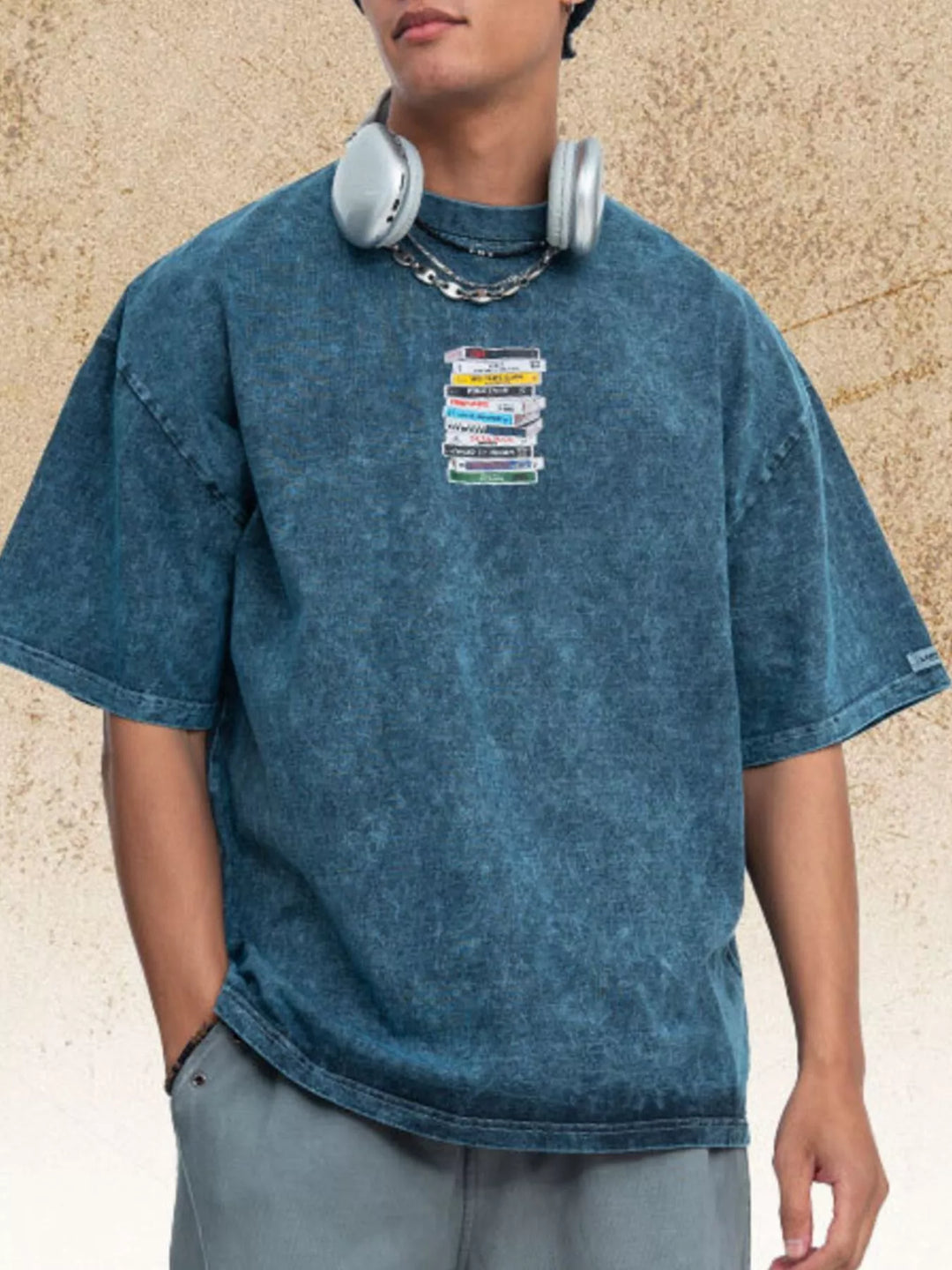 Men's Vintage Washed Cassette Tape Graphic T-Shirt