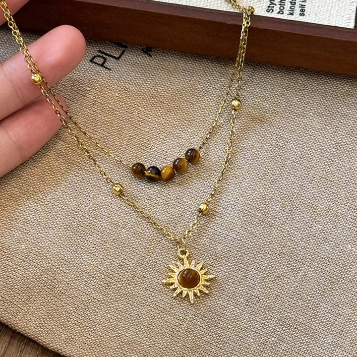 Tiger's Eye Copper Double Layered Necklace