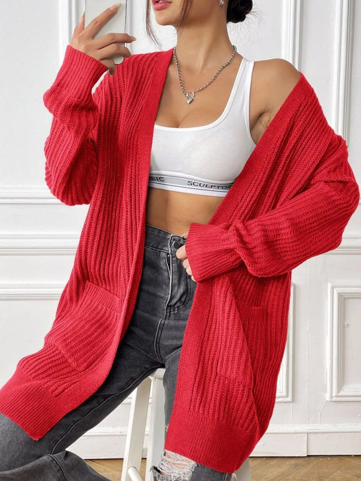Open Front Drop Shoulder Cardigan