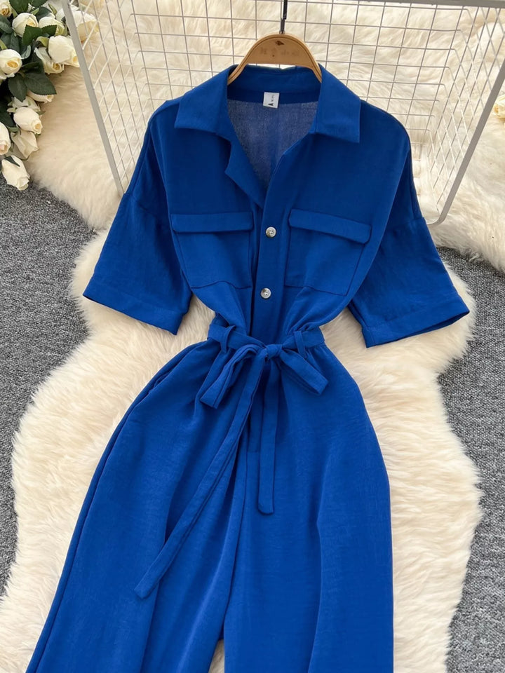 Tie Waist Wide Leg Jumpsuit
