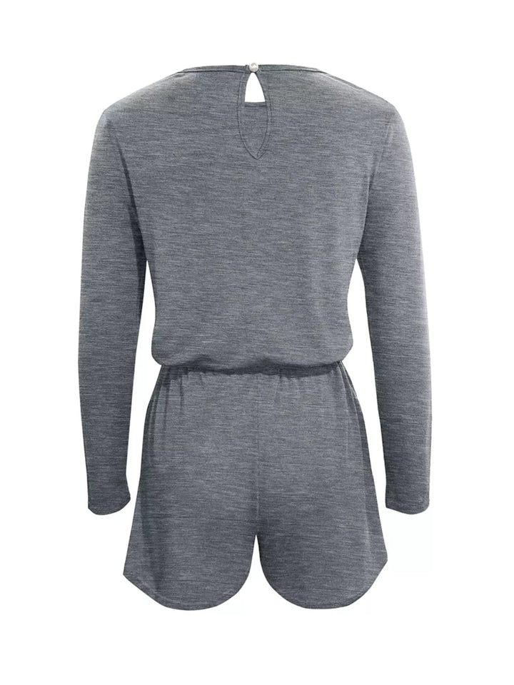 Long Sleeve Drawstring Romper