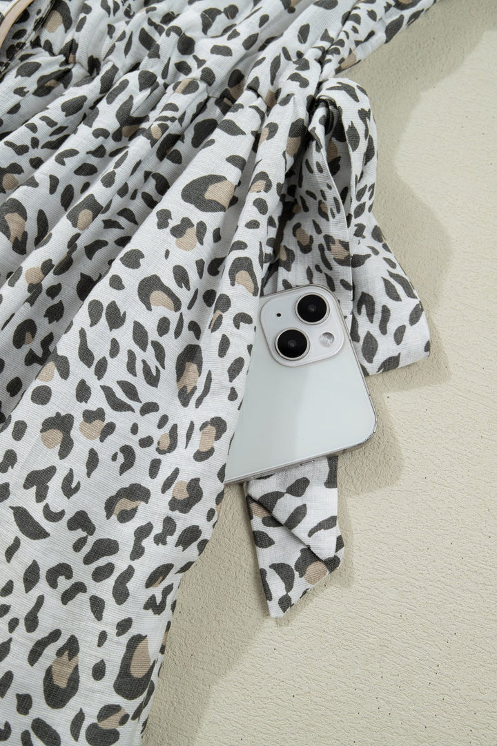 Leopard Print Button-Down Midi Dress