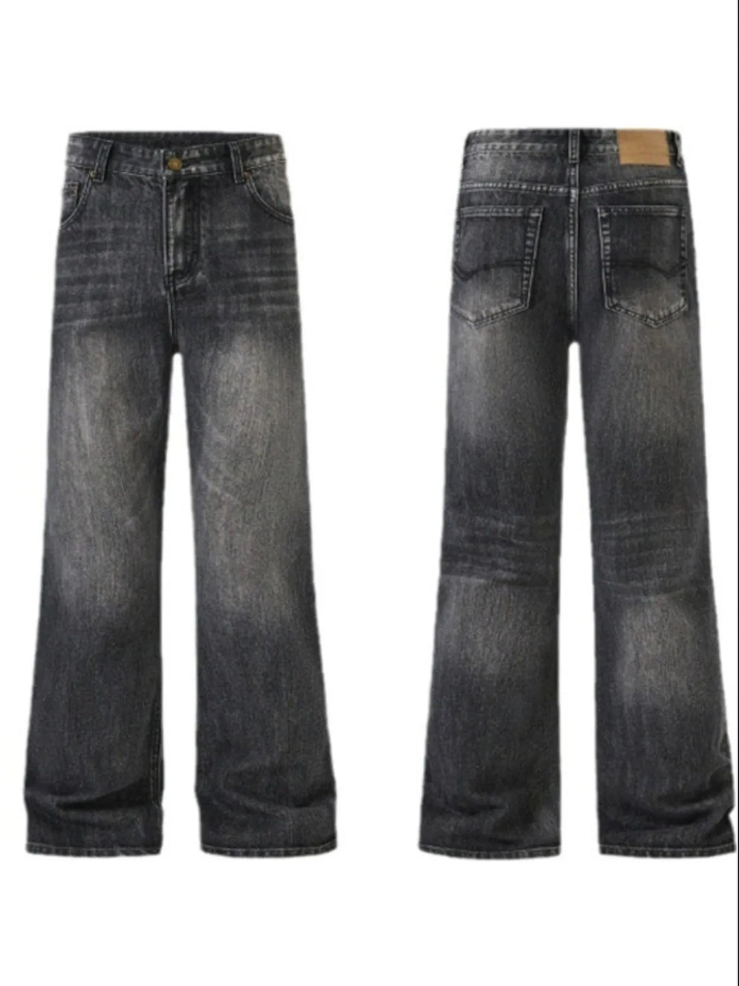 Men's Full Size Washed Straight Leg Jeans Plus Size