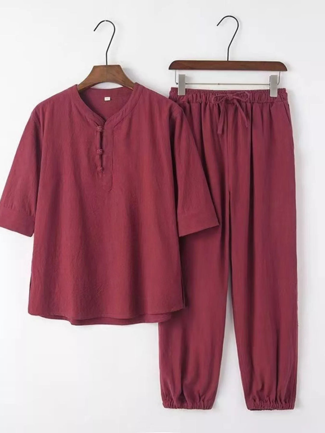 Men's Plus Size 3/4 Sleeve Top and Pants Set