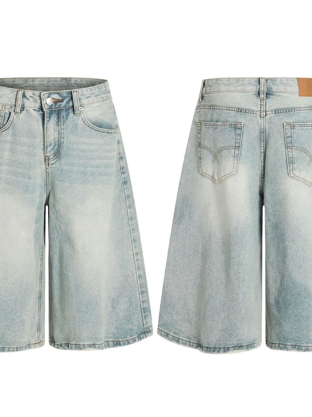 Men's Wash Wide Leg Denim Shorts