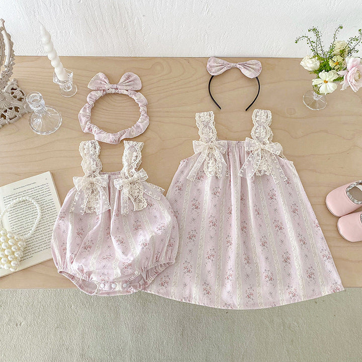 Cute Baby Dress And Vest Sister Outfit