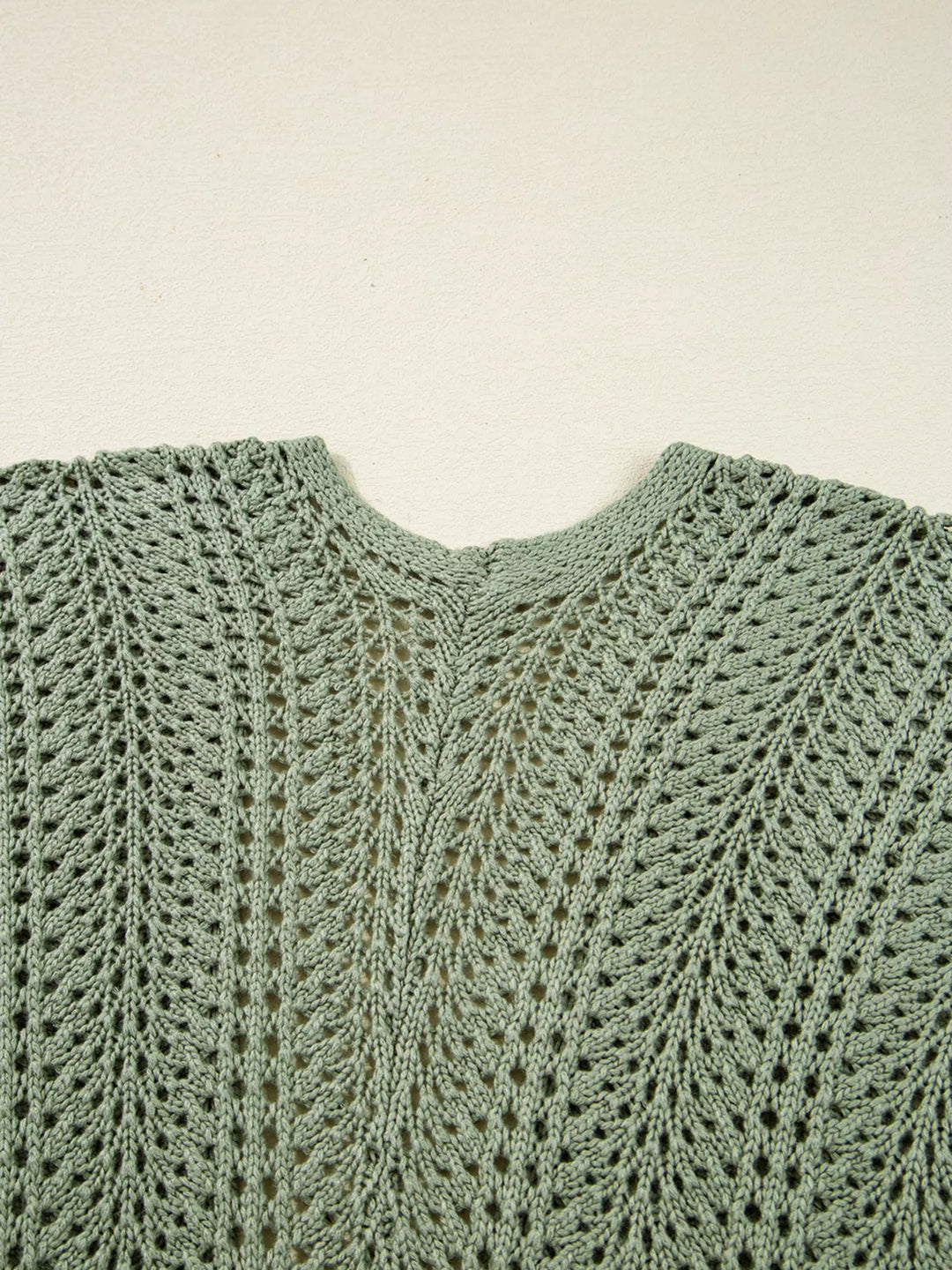 Scalloped Edge Eyelet Knit Batwing Sleeve Cardigan