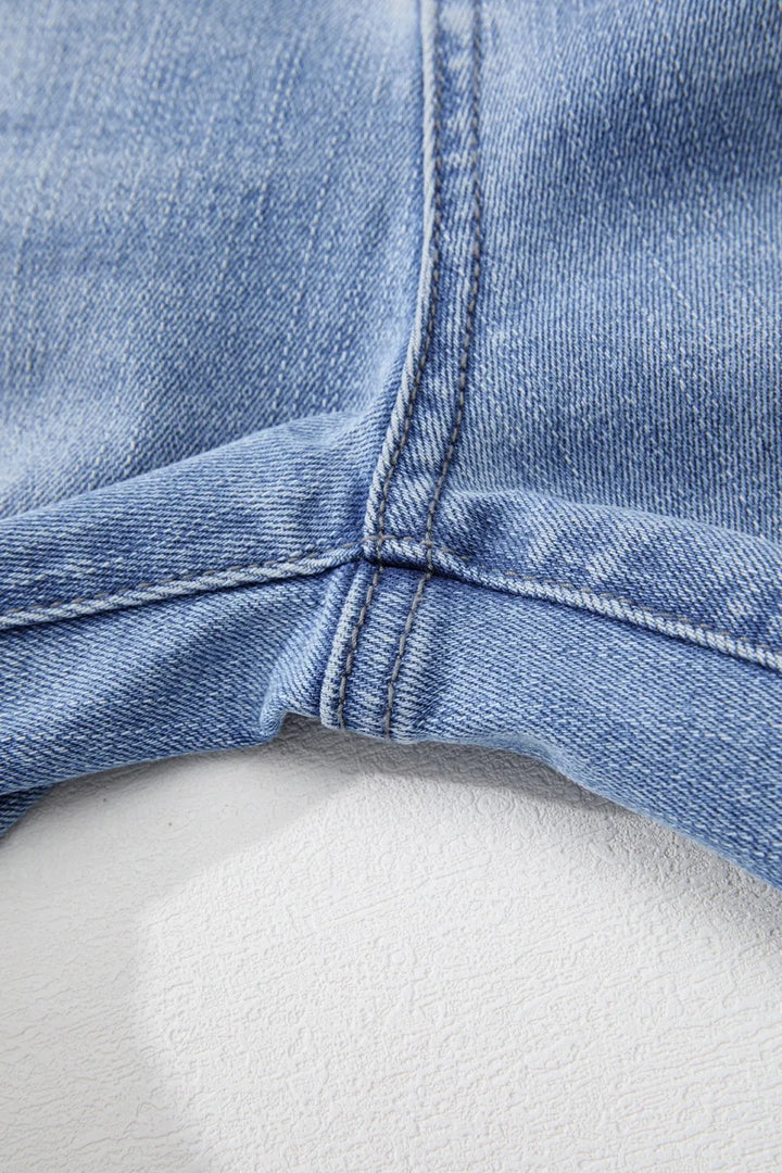 Mineral Wash Raw Hem High Waist Flared Jeans
