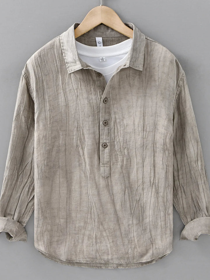 Men's Plus Size Button Detail Long Sleeve Blouse