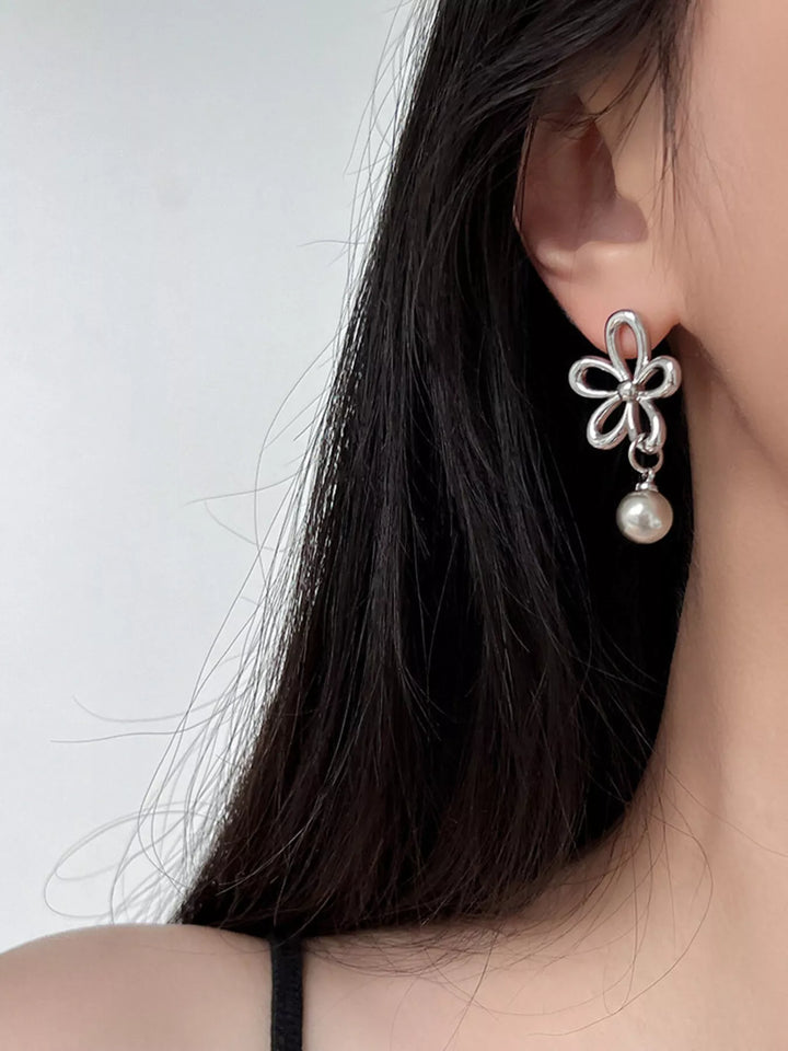 Flower Pearl Drop Earrings