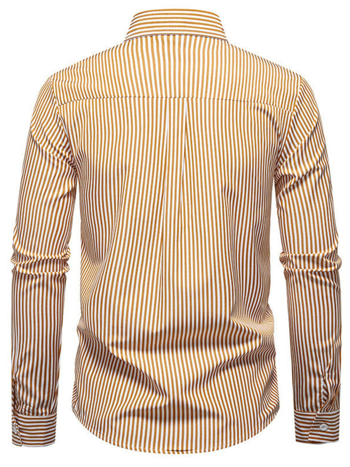 Men's Striped Woven Pattern Long Sleeve Shirt