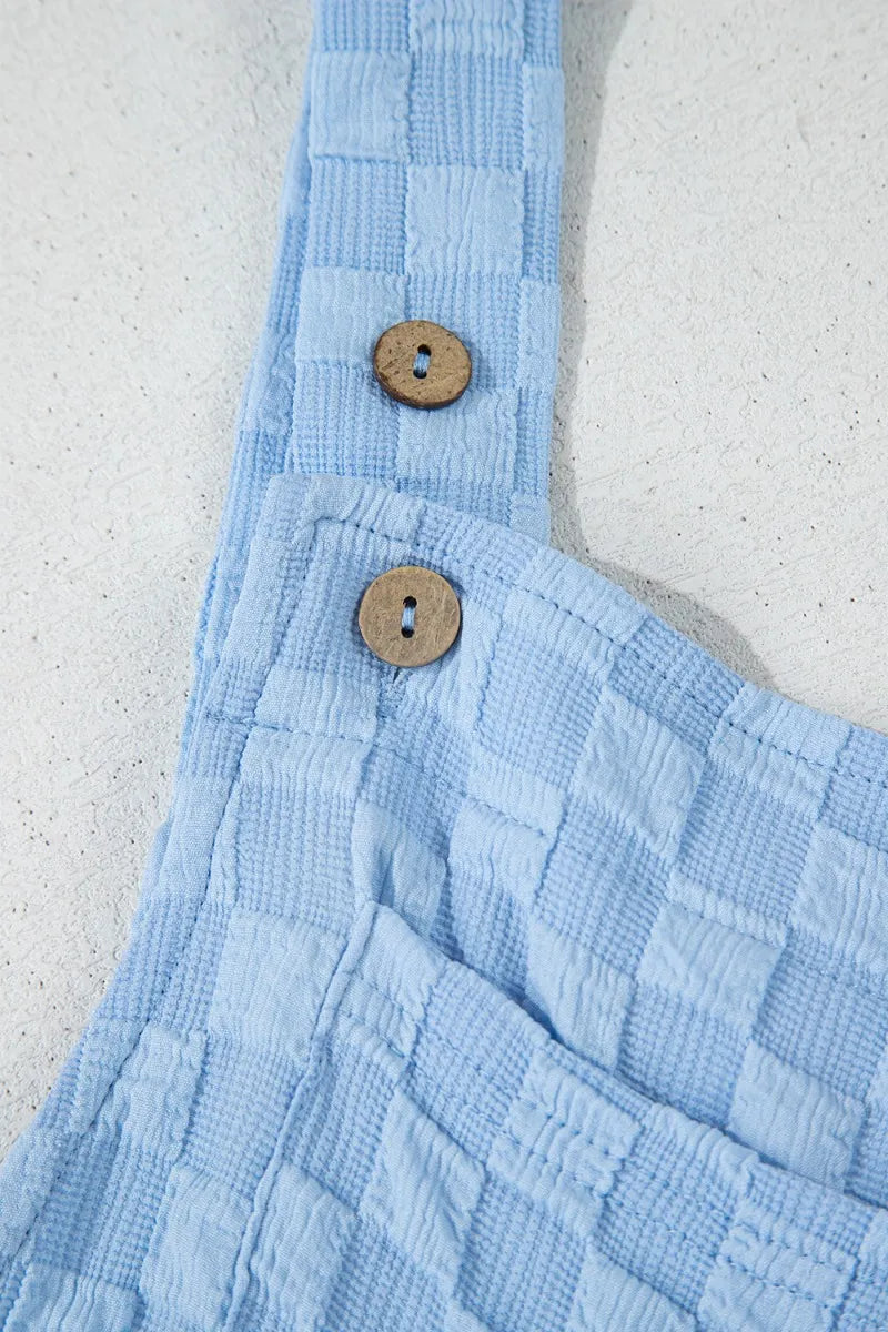 Checkered Pocketed Wide Leg Overalls