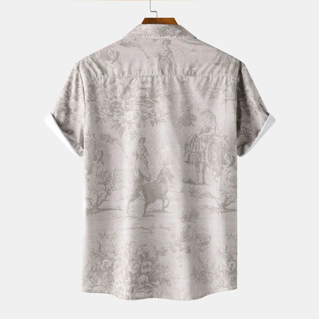 Men's Printed Button Up Short Sleeve Shirt