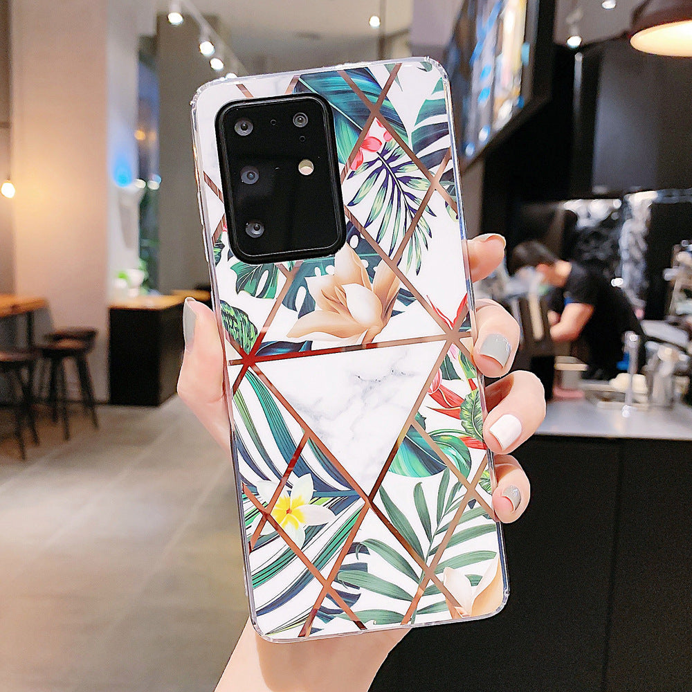 Retro electroplating geometric flower phone case