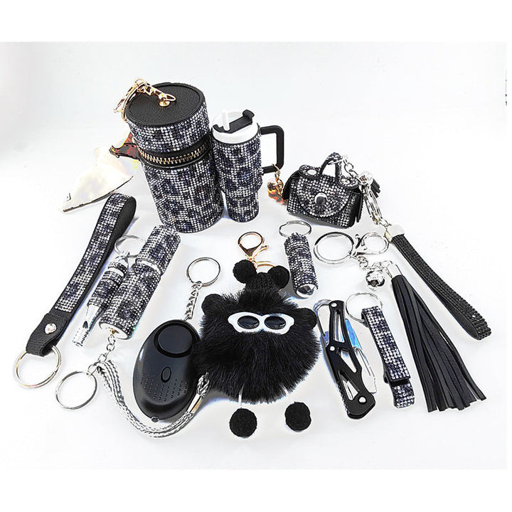 Diamond-Embellished Creative Portable 12-Piece Keychain Set
