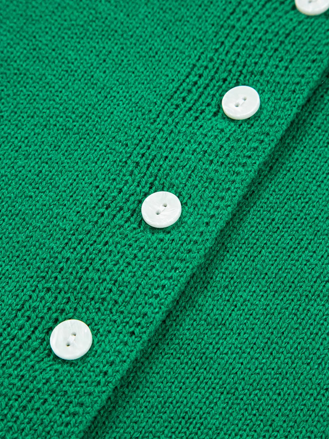 Solid Color Knit Button Drop Shoulder Sweater Cardigan