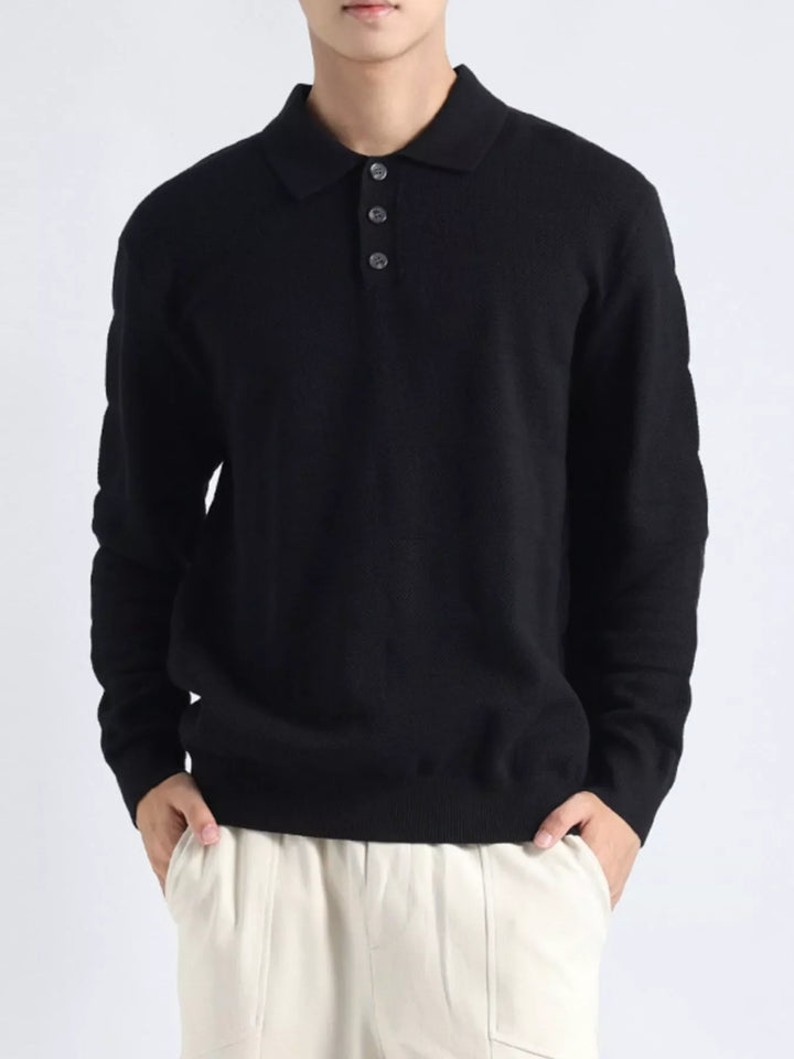 Men's Plus Size Button Detail Long Sleeve Knit Top