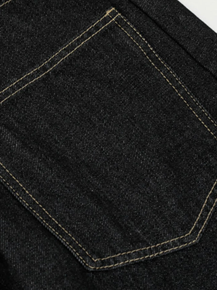 Men's Two-Tone Wide Leg Jeans with Contrast Stitching