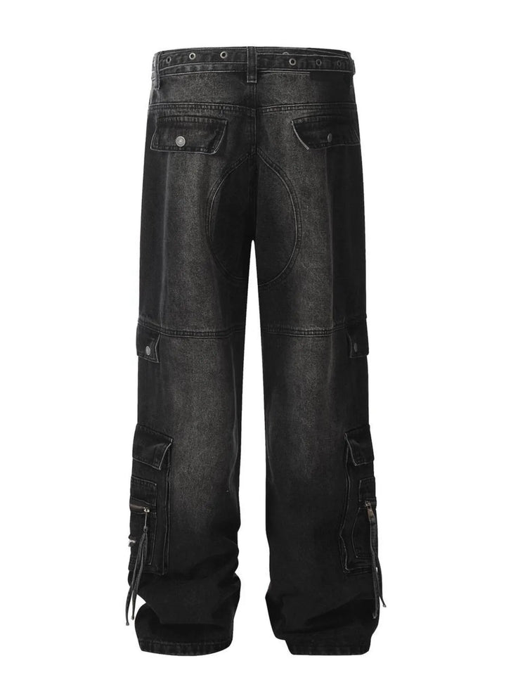 Men's Distressed Cargo Wide Leg Jeans