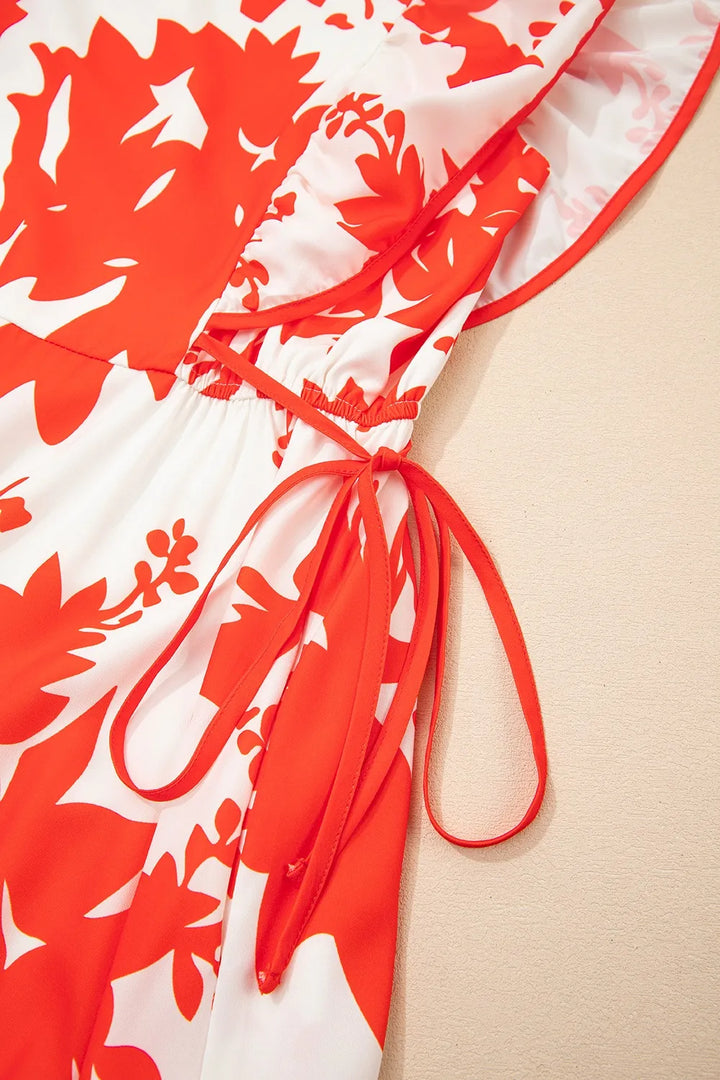 Floral V-Neck Summer Midi Dress