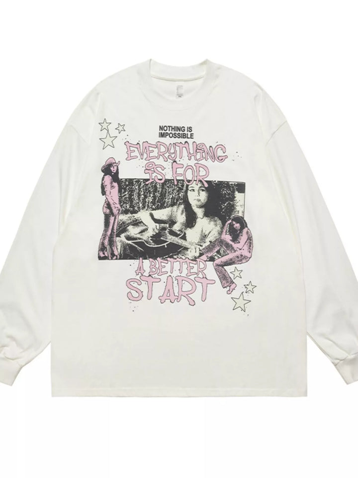 Men's Graphic Round Neck Long Sleeve T-Shirt