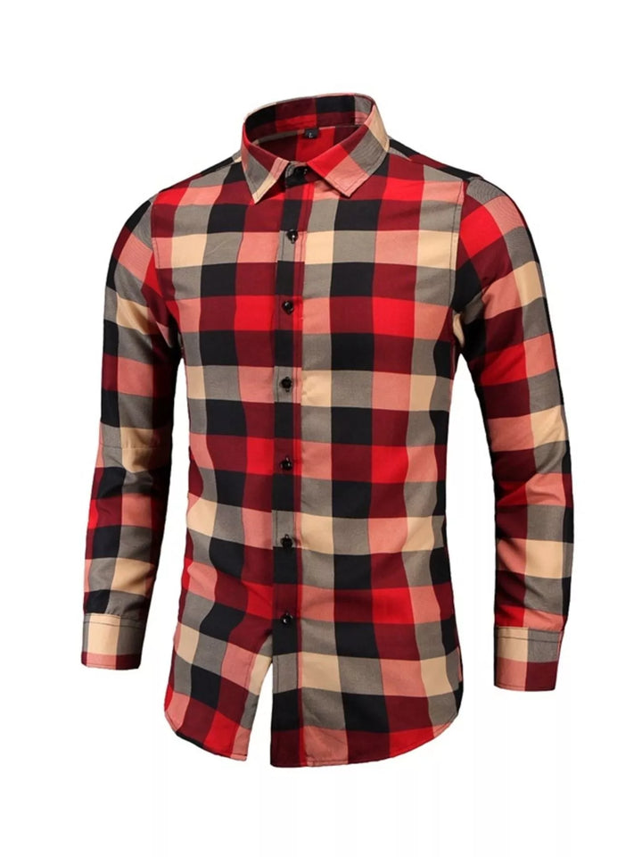 Men's Plus Size Plaid Long Sleeve Shirt