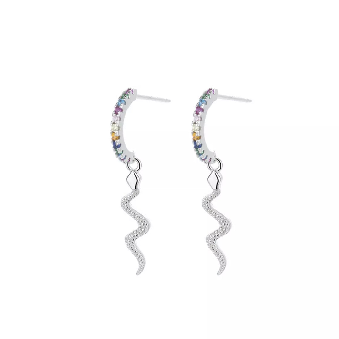 925 Sterling Silver Rainbow Zircon Geometric Earrings