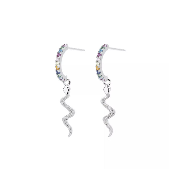 925 Sterling Silver Rainbow Zircon Geometric Earrings