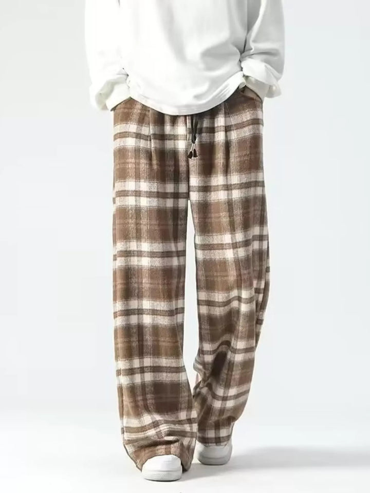Men's Plus Size Vintage Plaid Wide Leg Pants