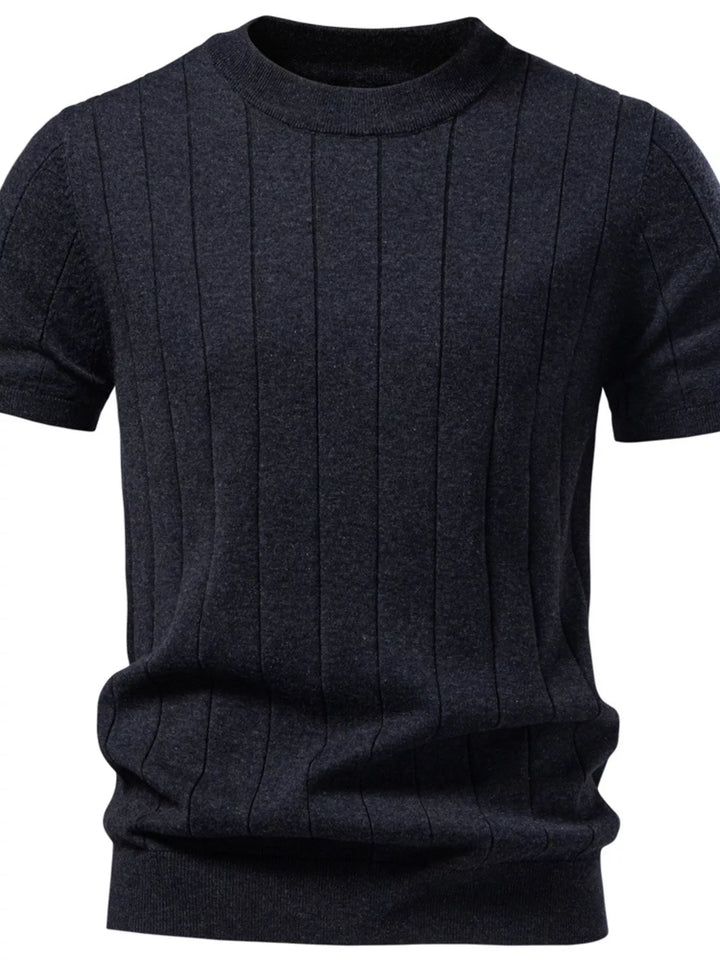 Men's Ribbed Knit Short Sleeve Sweater