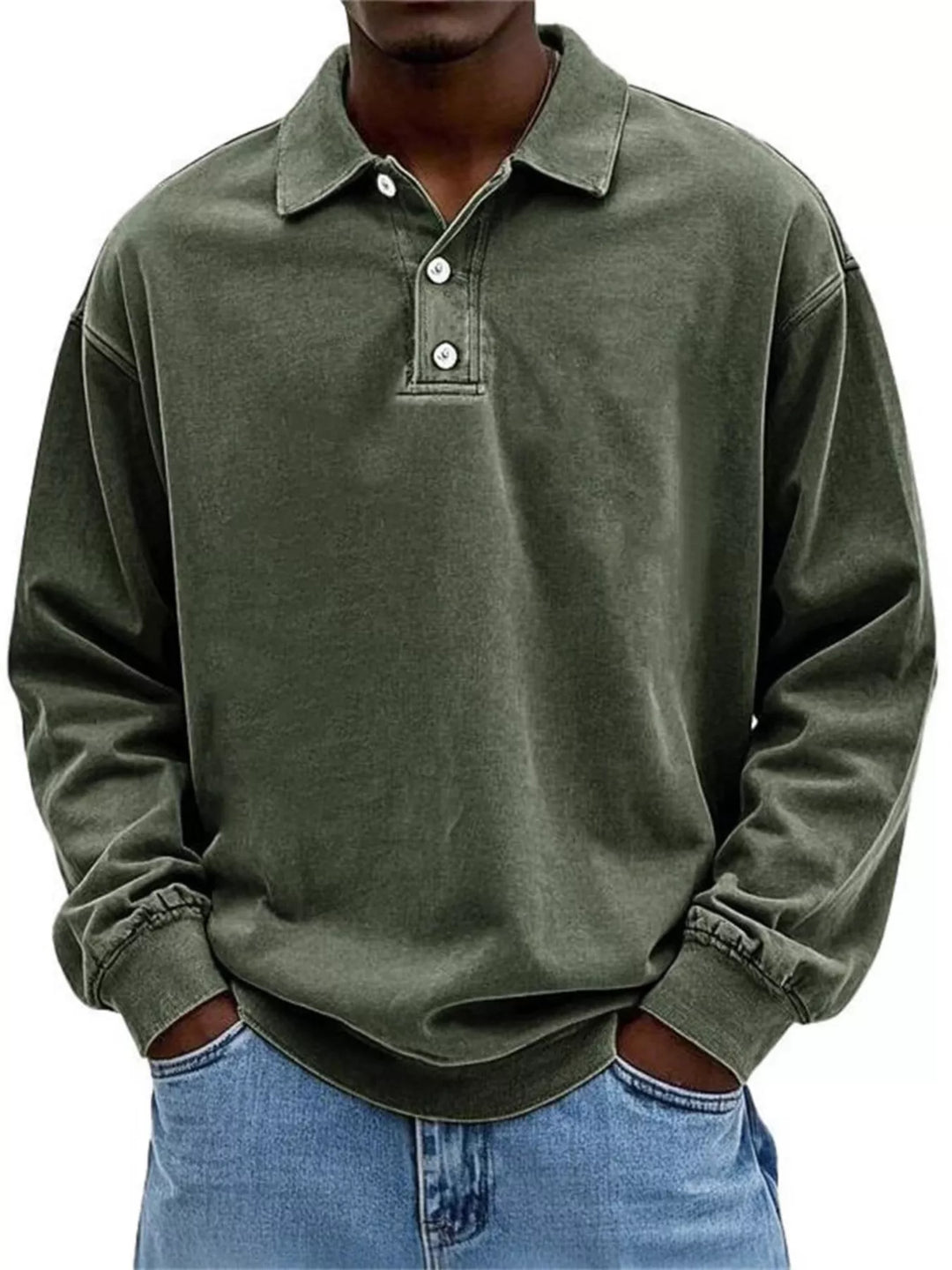 Men's Full Size Vintage Washed Long Sleeve Top Plus Size