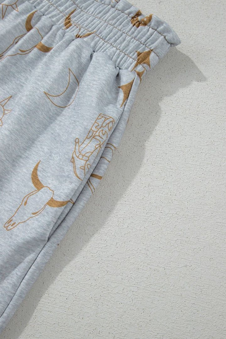 Printed T-Shirt and Elastic Waist Shorts Set
