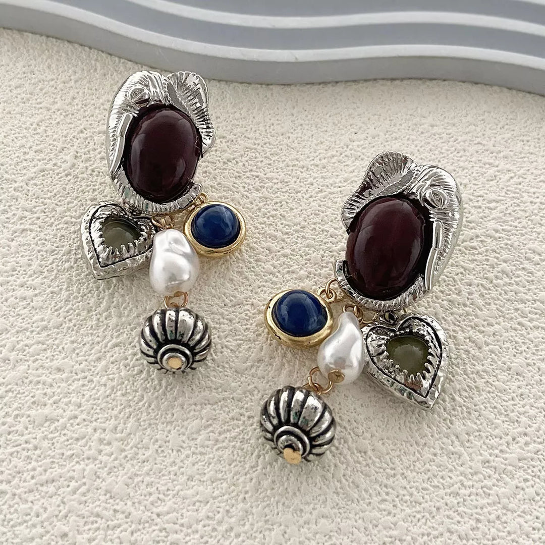 Zinc Alloy Heart Dangle Earrings
