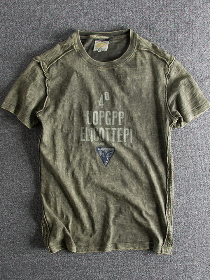 Men's Letter Round Neck Short Sleeve T-Shirt