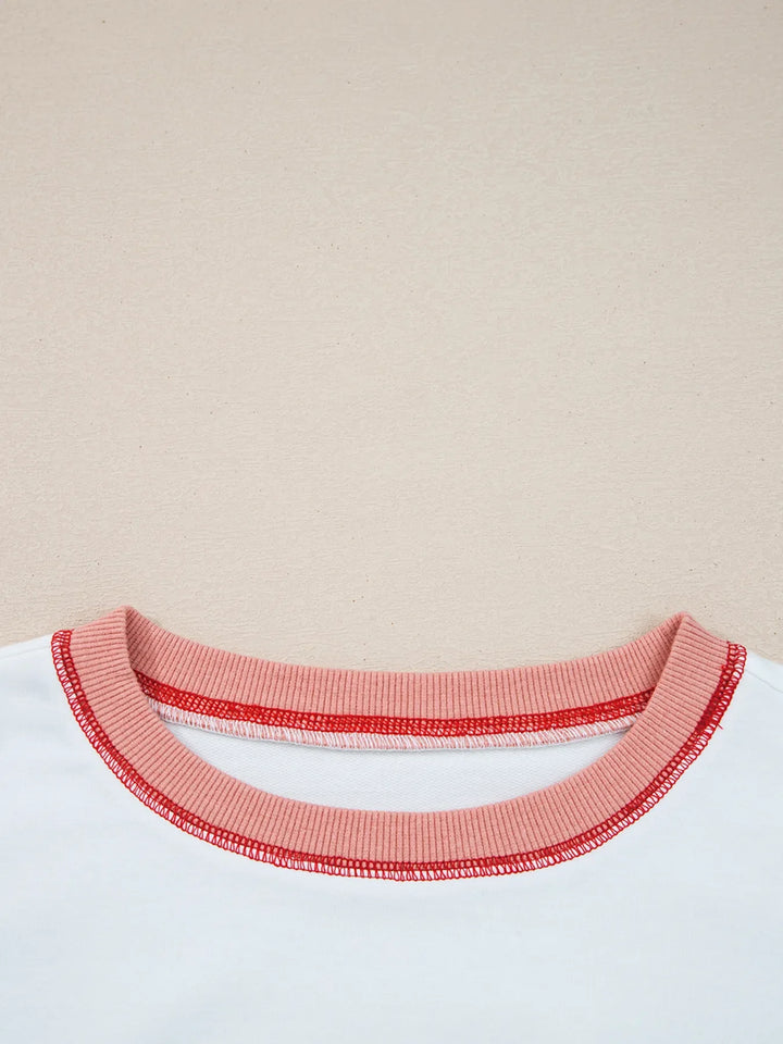 Stripe Color Block Contrast Stitching Oversize Sweatshirt
