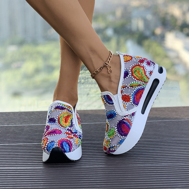 Printed Platform Round Toe Sneakers