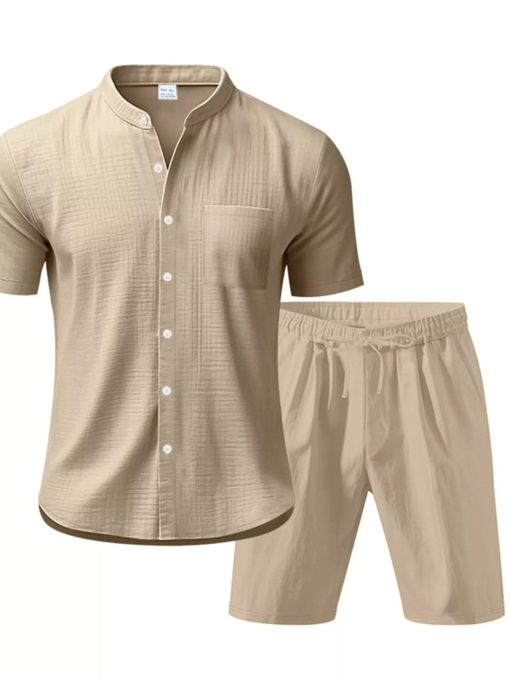 Men's Full Size Casual Short Sleeve Shirt and Shorts Set Plus Size