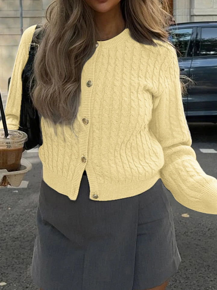 Cable Knit Button-Up Cardigan