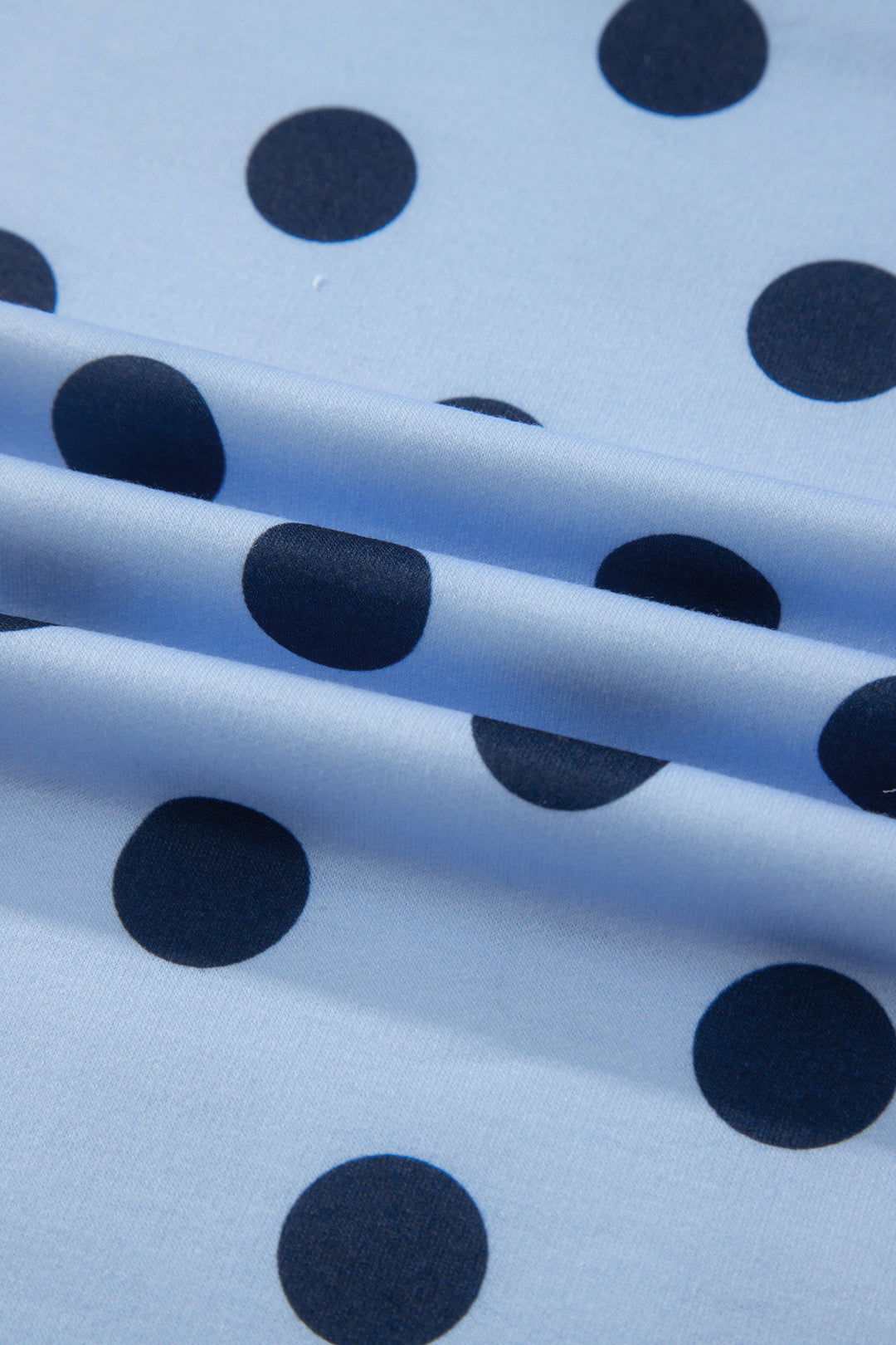 Blue Color Block Trim Polka Dot Casual Tee
