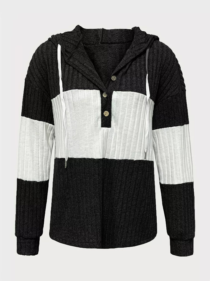 Color Block Drawstring Long Sleeve Hoodie