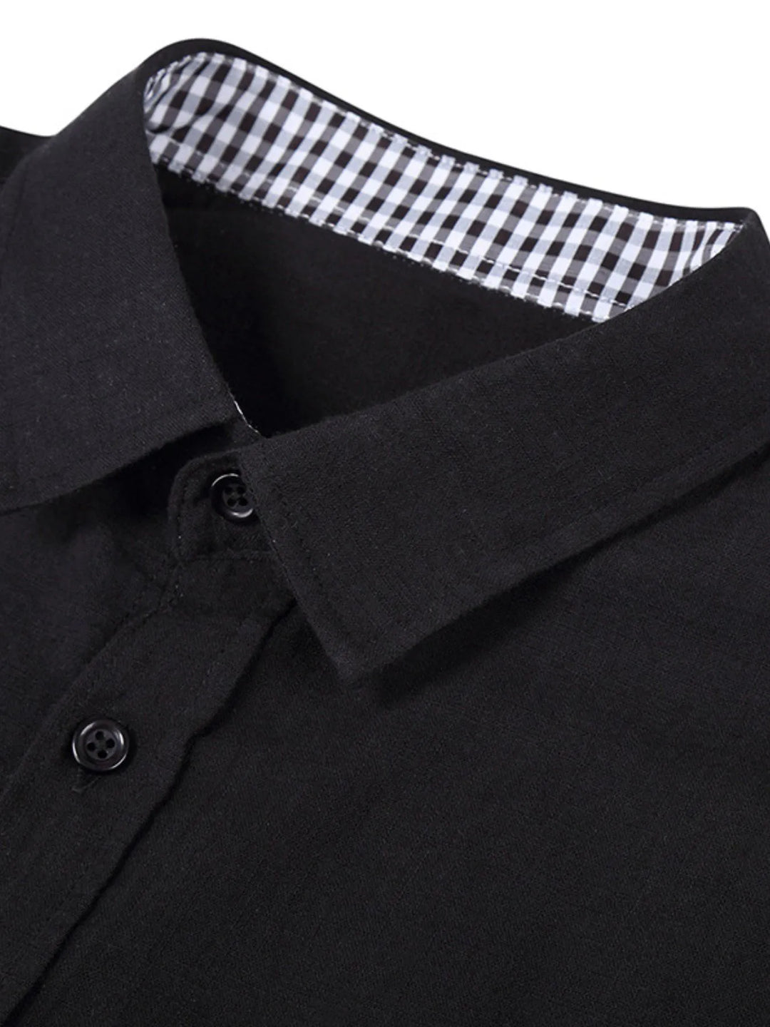 Men's Button-Down Shirt with Gingham Contrast