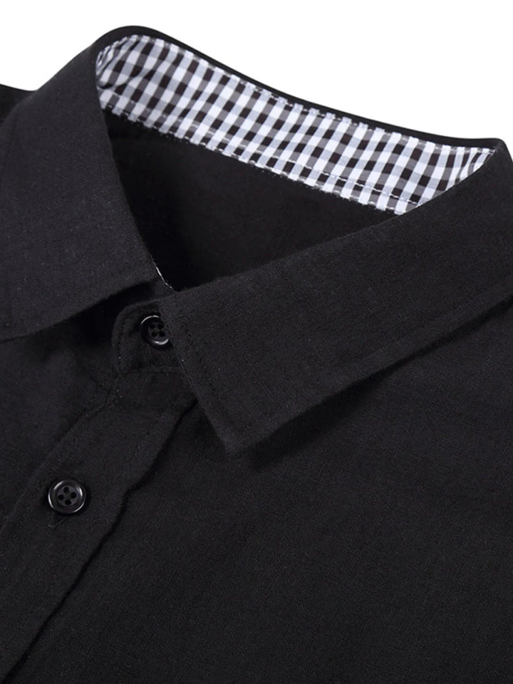 Men's Button-Down Shirt with Gingham Contrast