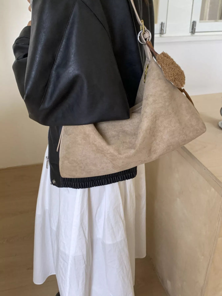 Solid Color Suede Hobo Crossbody Bag