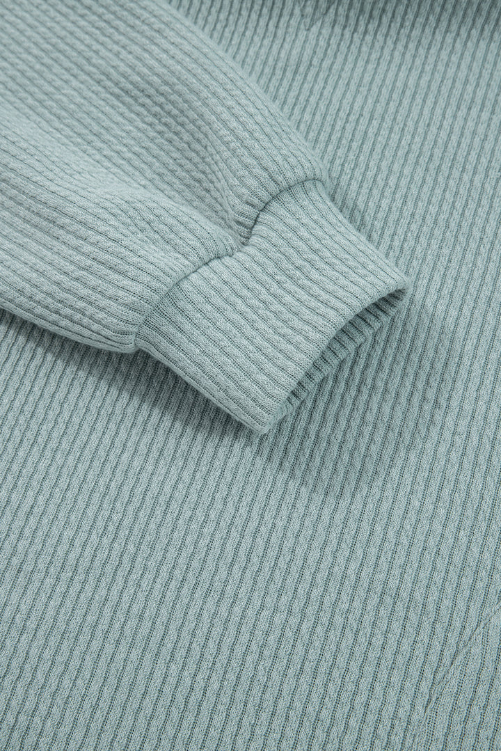 Clearly Aqua Ribbed Drop Shoulder Knit Hoodie